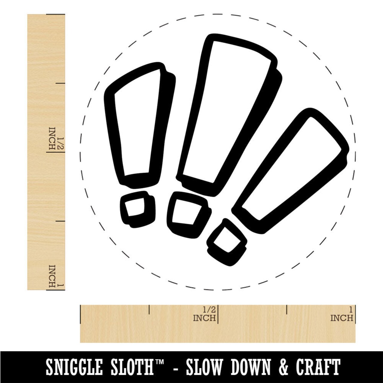 Shocked Surprised Startled Triple Exclamation Marks Rubber Stamp for Stamping